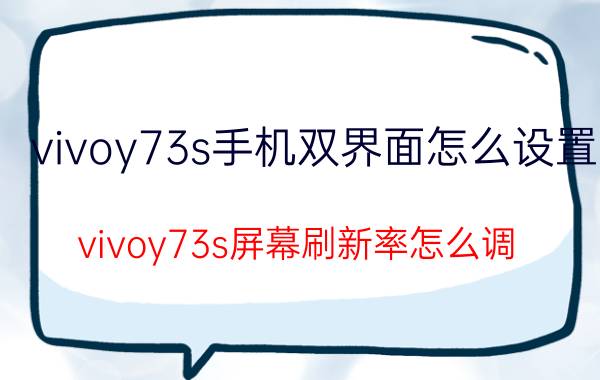 vivoy73s手机双界面怎么设置 vivoy73s屏幕刷新率怎么调？